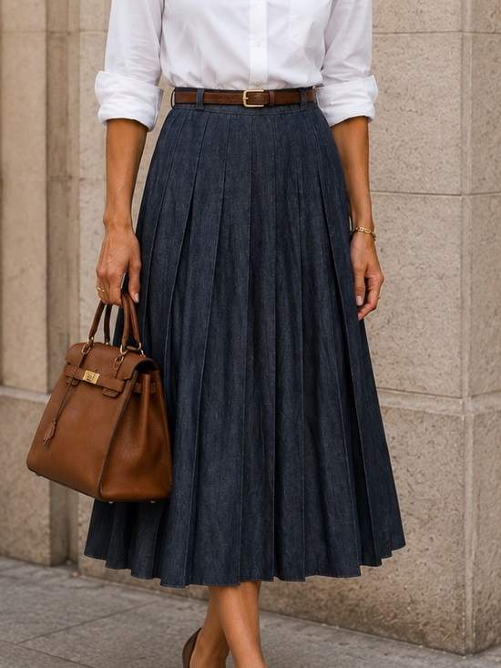 MaxMara Dresses & Skirts - MaxMara Weekend Skirt - Pleated Blue Denim Old Money Office Business 12
